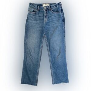 Hollister High Rise Straight Leg Medium Blue Ankle Jeans Raw Hem 26/2